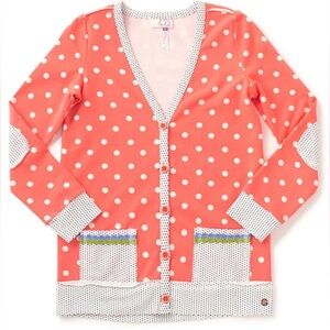435 by Matilda Jane HANG TIME Orange Polka Dot Cardigan Girl's Size 14